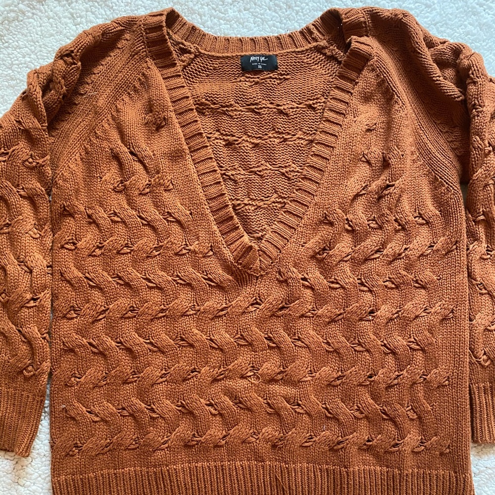 Nasty Gal Oversized V-Neck Sweater - Picture 3 of 6
